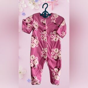 NEW Carter’s Baby Girls Fleece Footed Sleeper Pink w/ Flowers 6M